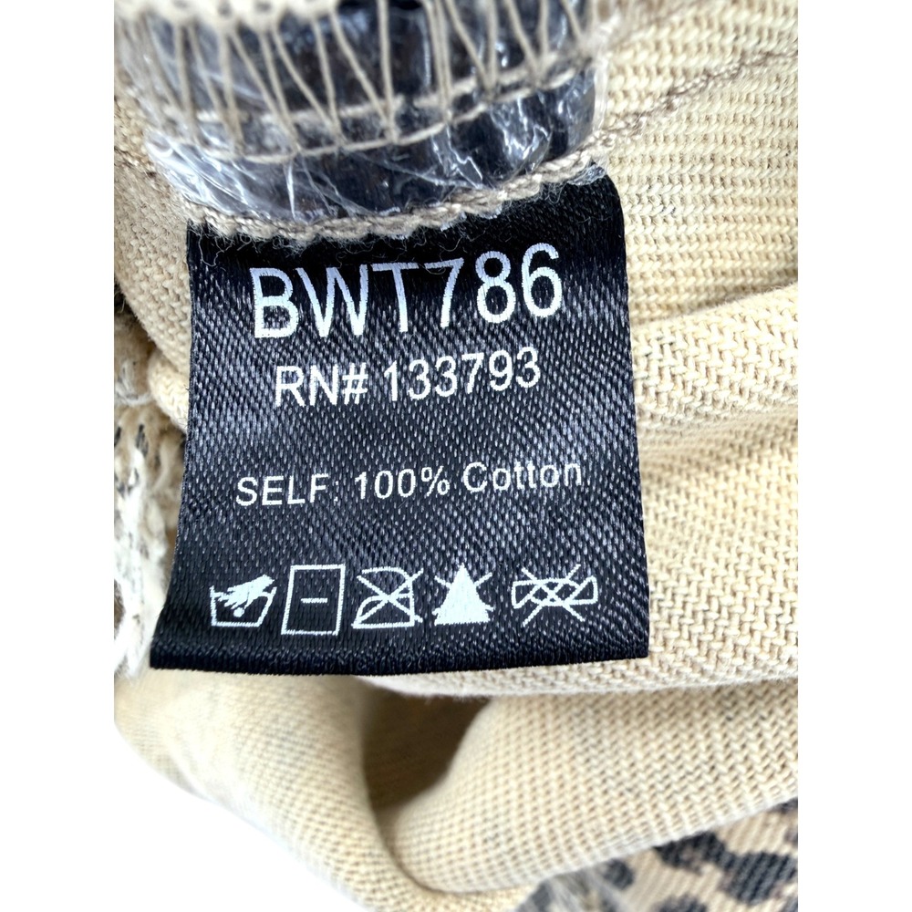 POL Leopard Print Distressed Denim Jacket‎ Tan Colorblock Oversized S Western - Picture 6 of 8